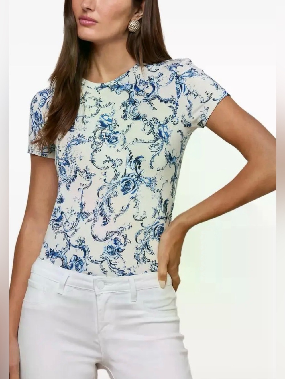 L'AGENCE Ressi Floral Fitted Tee - Size Small